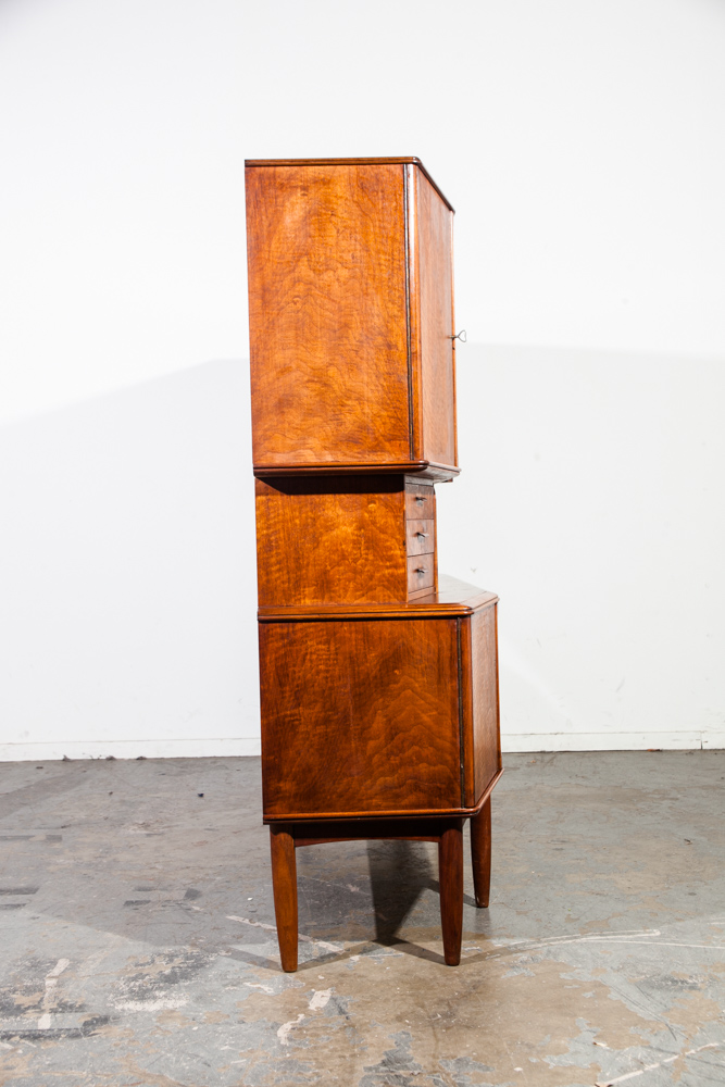 Mid Century Danish Modern Credenza 2 Tier Figured Teak Sideboard Large Monumental Double Denmark Custom Unique Design - Image 4