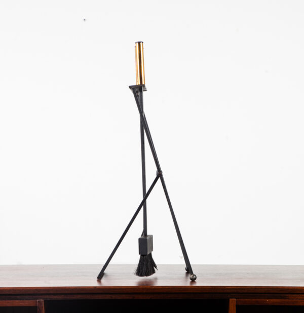 Mid Century Modern Fireplace Tool Set Gene Tepper Modernist Cast Iron Brass Mcm Pilgrim Black Gold - Image 3