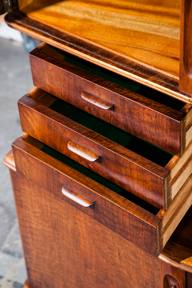 Mid Century Danish Modern Credenza 2 Tier Figured Teak Sideboard Large Monumental Double Denmark Custom Unique Design - Image 8