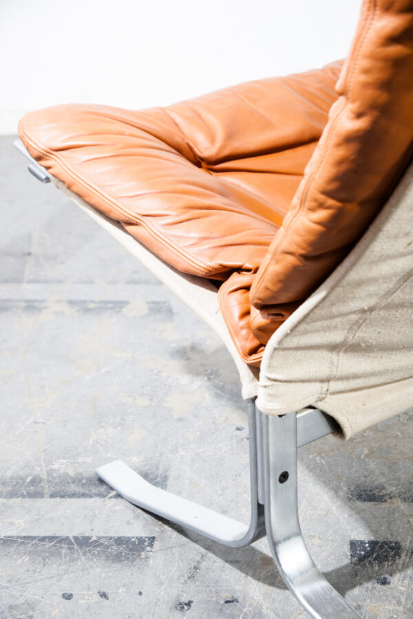 Mid Century Danish Modern Lounge Chairs Ingmar Relling Westnofa Leather Metal Vintage Sling Easy Tan Caramel - Image 8
