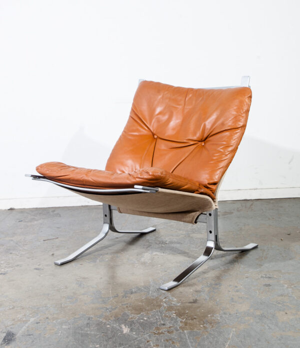 Mid Century Danish Modern Lounge Chairs Ingmar Relling Westnofa Leather Metal Vintage Sling Easy Tan Caramel - Image 5