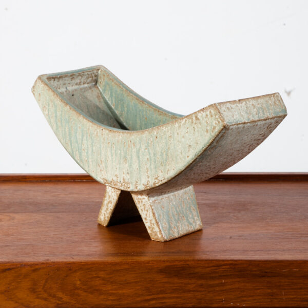 Mid Century Modern Art Pottery Vessel Studio Ceramics Japanese Green Japan Pot - Image 2