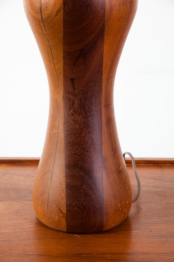 Mid Century Modern Table Lamp Solid Walnut Wood Round Studio Vintage Lighting Light - Image 3