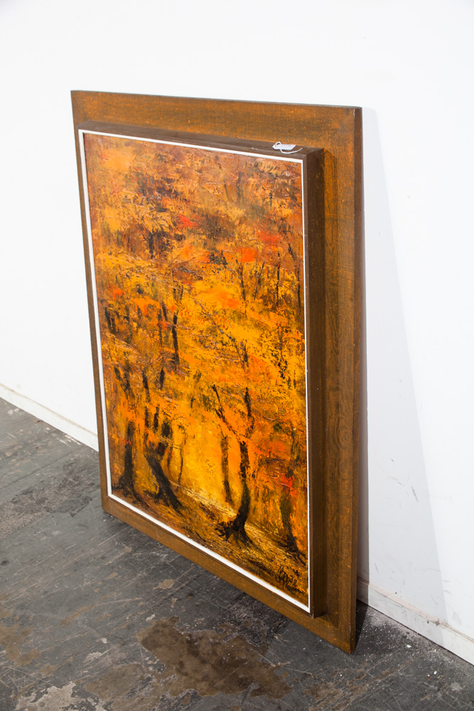 Mid Century Modern Oil Painting Bob Pepper Art Trees Abstract Expressionism Impressionist Original Signed Forest - Image 3