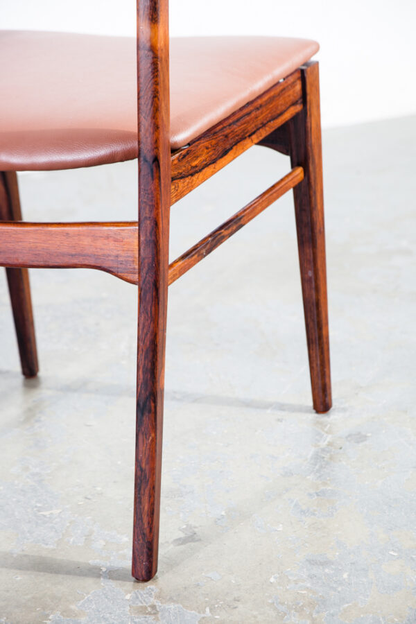 Mid Century Danish Modern Dining Chairs Set 6 Brazilian Rosewood Brown Denmark Vintage Refinished - Image 9
