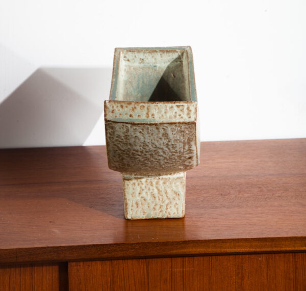 Mid Century Modern Art Pottery Vessel Studio Ceramics Japanese Green Japan Pot - Image 3