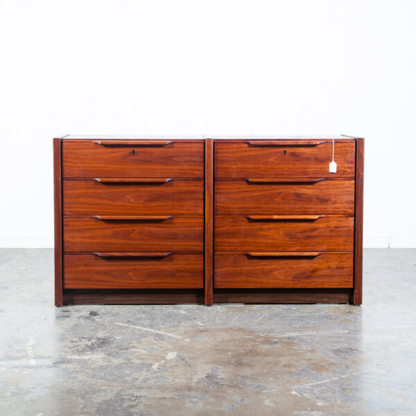 Mid Century Modern Dresser Chest Barzilay 8 Drawer Walnut Vintage Wood Compact - Image 2
