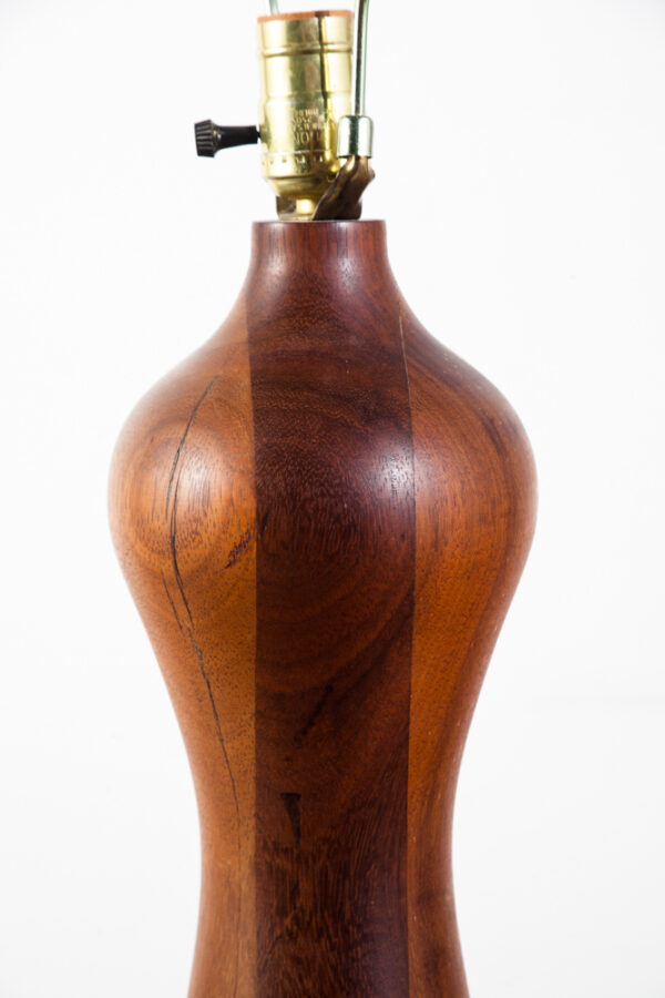 Mid Century Modern Table Lamp Solid Walnut Wood Round Studio Vintage Lighting Light - Image 4