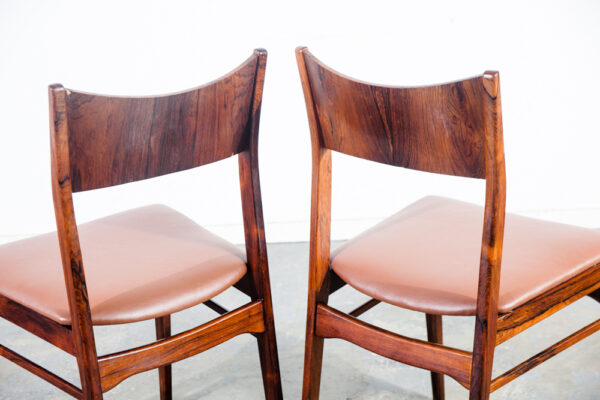 Mid Century Danish Modern Dining Chairs Set 6 Brazilian Rosewood Brown Denmark Vintage Refinished - Image 8