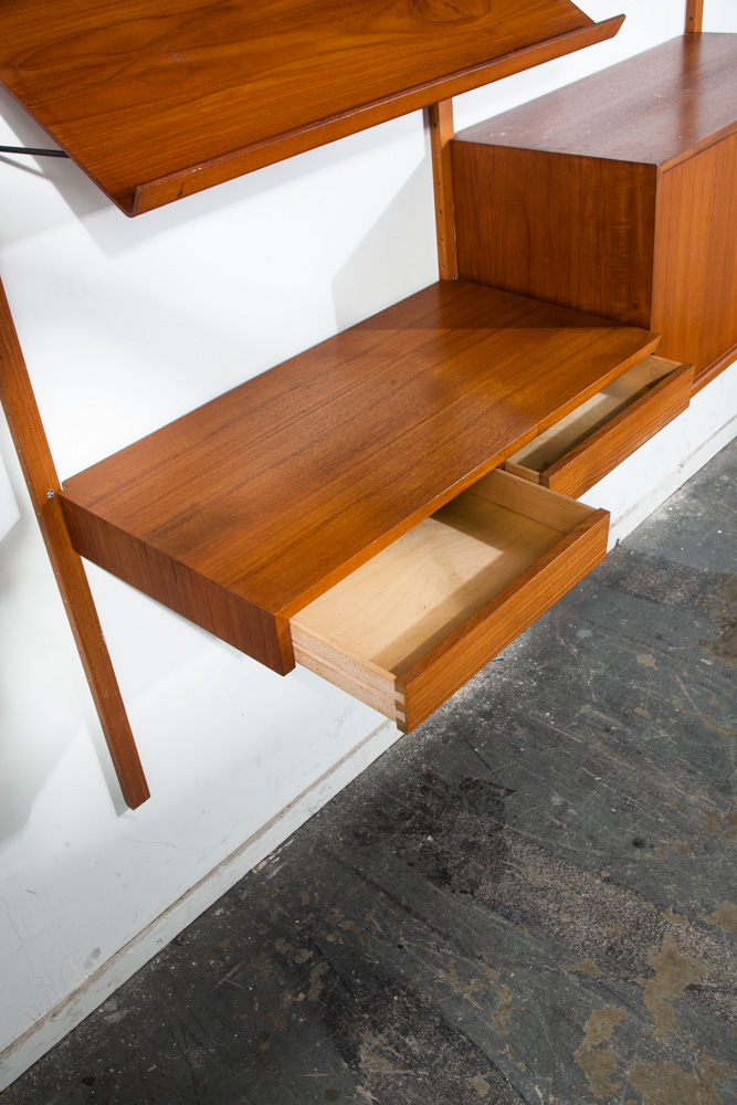 Mid Century Danish Modern Wall Unit Poul Cadovius Cado Royal Shelving Teak 2 Bay Denmark Modular Adjsutable - Image 2