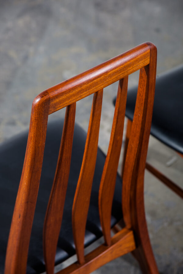 Mid Century Danish Modern Dining Chairs Eva Koefoeds Hornslet Black Set 4 Solid Teak Wood - Image 9