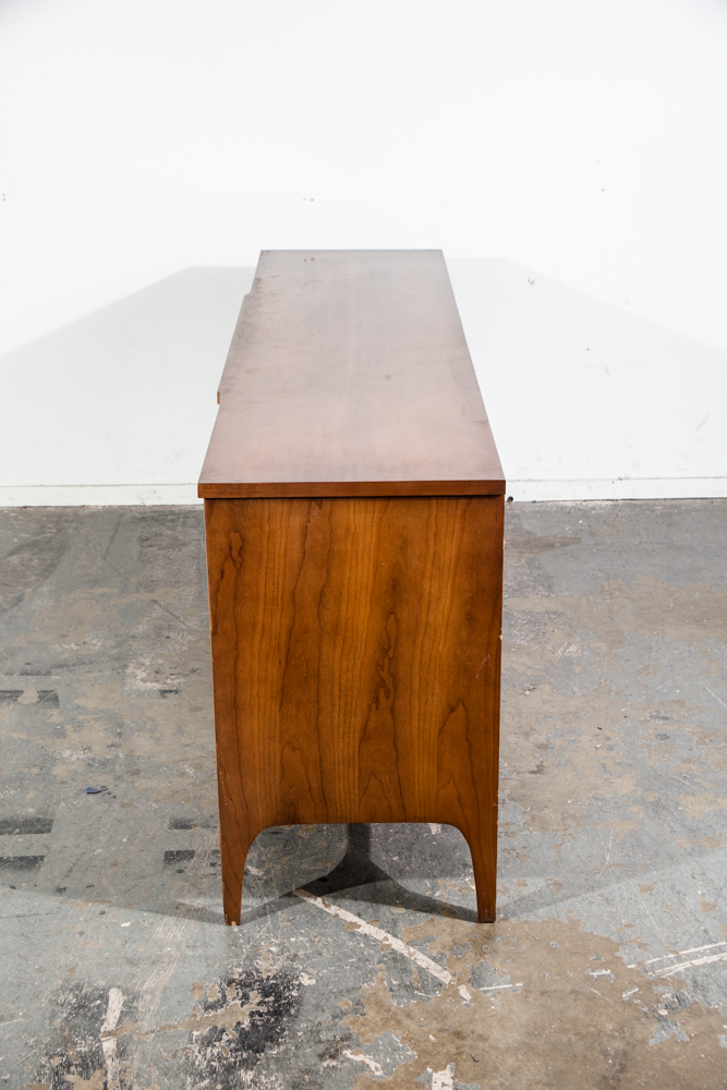 Mid Century Modern Credenza Dresser Cherry Wide Low Bassett Vintage Sideboard Nm Diamond Front - Image 5