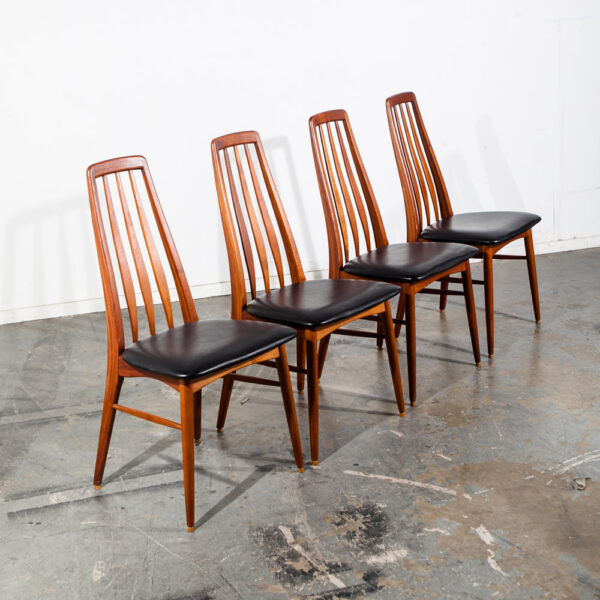 Mid Century Danish Modern Dining Chairs Eva Koefoeds Hornslet Black Set 4 Solid Teak Wood - Image 2