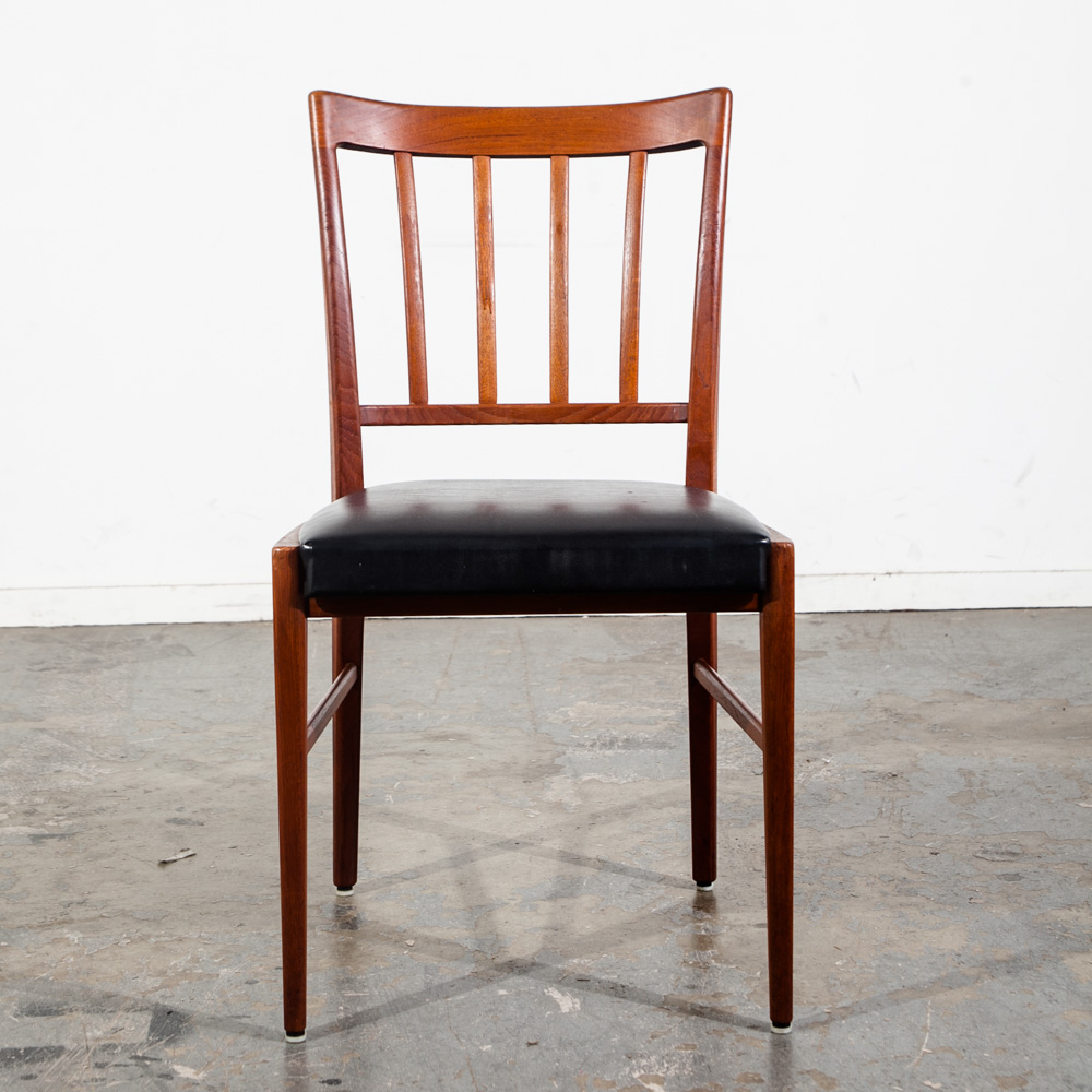 Mid Century Danish Modern Dining Chair Swedish Pair 2 Round Back Sweden Denmark Swedish Solid Teak - Image 3