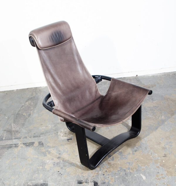 Mid Century Danish Modern Lounge Chair Sling Westnofa Manta Gray Black Leather Ingmar Relling Norway Norwegian - Image 9