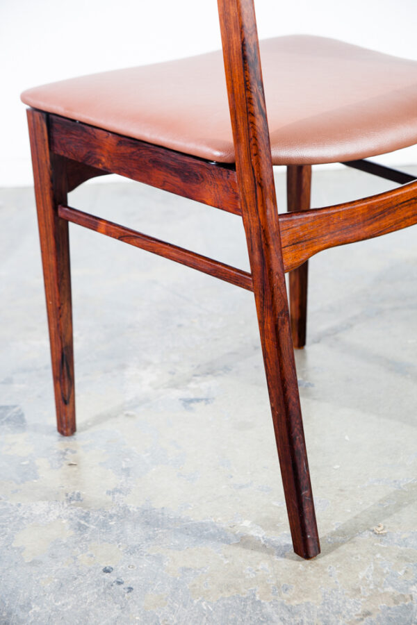 Mid Century Danish Modern Dining Chairs Set 6 Brazilian Rosewood Brown Denmark Vintage Refinished - Image 7