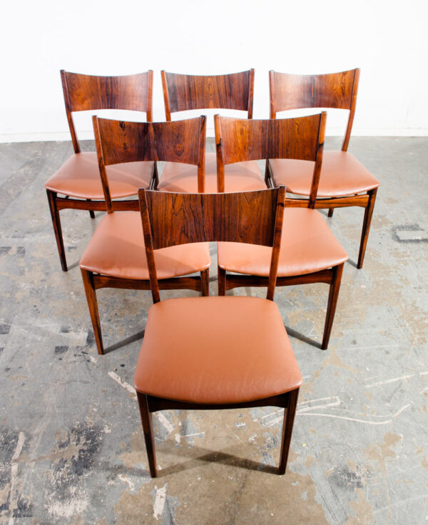 Mid Century Danish Modern Dining Chairs Set 6 Brazilian Rosewood Brown Denmark Vintage Refinished - Image 2