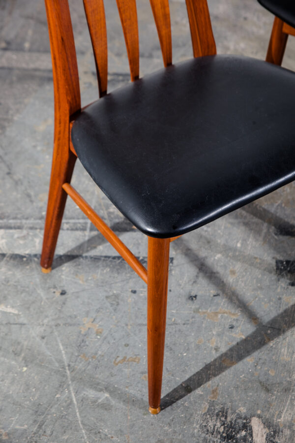 Mid Century Danish Modern Dining Chairs Eva Koefoeds Hornslet Black Set 4 Solid Teak Wood - Image 12