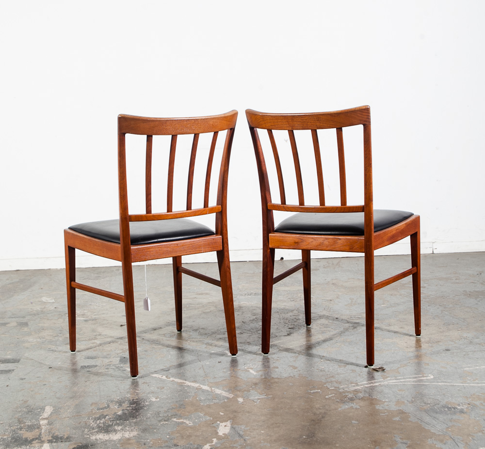 Mid Century Danish Modern Dining Chair Swedish Pair 2 Round Back Sweden Denmark Swedish Solid Teak - Image 2