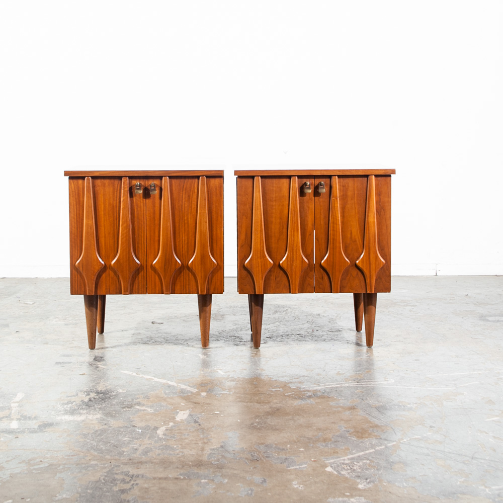 Mid Century Modern Nightstands End Tables Broyhill Brasilia Commode Side Pair 2 Vintage Set - Image 3