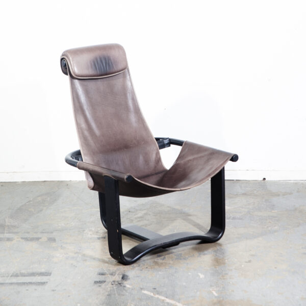 Mid Century Danish Modern Lounge Chair Sling Westnofa Manta Gray Black Leather Ingmar Relling Norway Norwegian