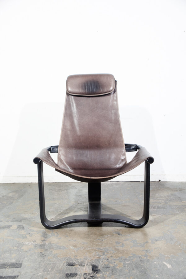 Mid Century Danish Modern Lounge Chair Sling Westnofa Manta Gray Black Leather Ingmar Relling Norway Norwegian - Image 2