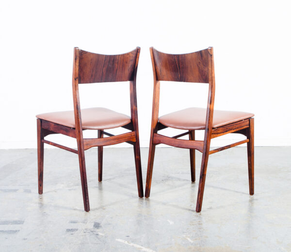 Mid Century Danish Modern Dining Chairs Set 6 Brazilian Rosewood Brown Denmark Vintage Refinished - Image 4