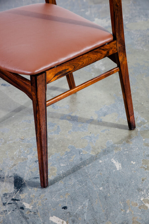 Mid Century Danish Modern Dining Chairs Set 6 Brazilian Rosewood Brown Denmark Vintage Refinished - Image 12