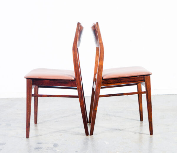 Mid Century Danish Modern Dining Chairs Set 6 Brazilian Rosewood Brown Denmark Vintage Refinished - Image 5