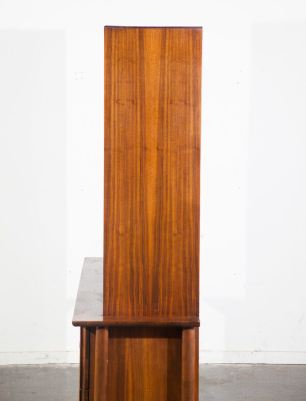 Mid Century Modern China Cabinet Hutch Bassett Cane Display Vintage Floating Legs Glass Doors - Image 9