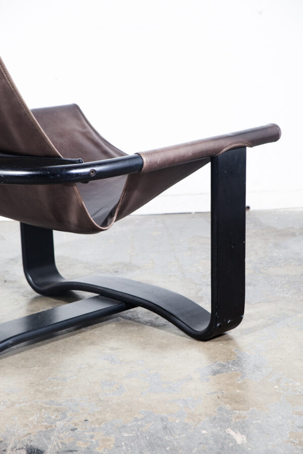 Mid Century Danish Modern Lounge Chair Sling Westnofa Manta Gray Black Leather Ingmar Relling Norway Norwegian - Image 11
