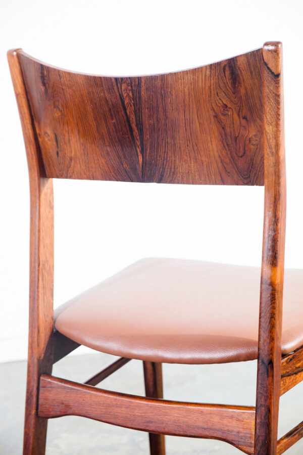 Mid Century Danish Modern Dining Chairs Set 6 Brazilian Rosewood Brown Denmark Vintage Refinished - Image 10