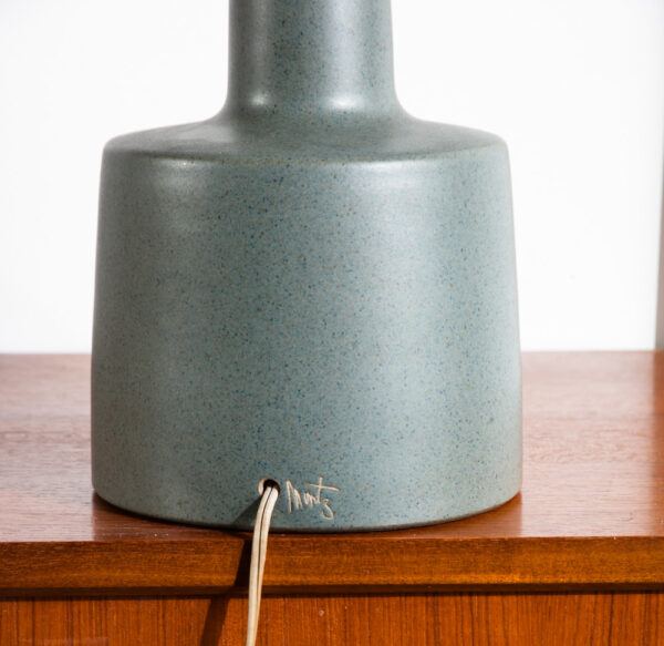 Mid Century Modern Table Lamp Martz Marshall Studios Green Ceramic Art Pottery Mint Blue - Image 3