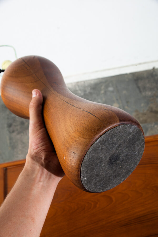Mid Century Modern Table Lamp Solid Walnut Wood Round Studio Vintage Lighting Light - Image 5