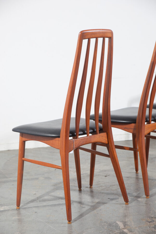 Mid Century Danish Modern Dining Chairs Eva Koefoeds Hornslet Black Set 4 Solid Teak Wood - Image 6