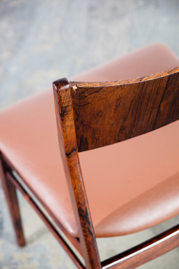 Mid Century Danish Modern Dining Chairs Set 6 Brazilian Rosewood Brown Denmark Vintage Refinished - Image 11