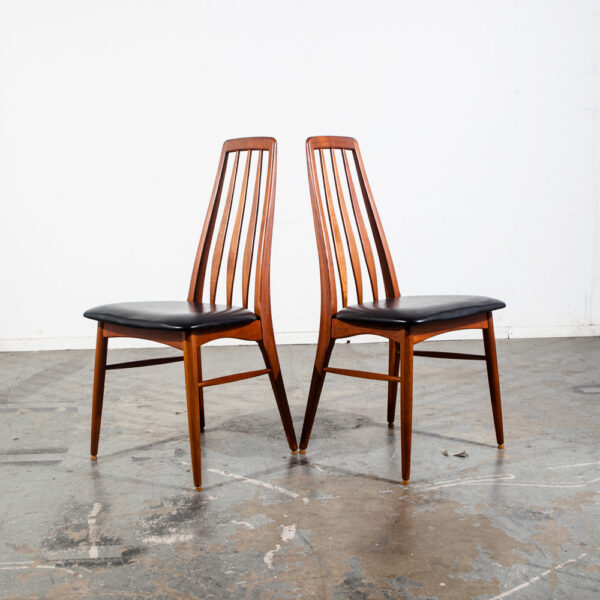 Mid Century Danish Modern Dining Chairs Eva Koefoeds Hornslet Black Set 4 Solid Teak Wood - Image 8