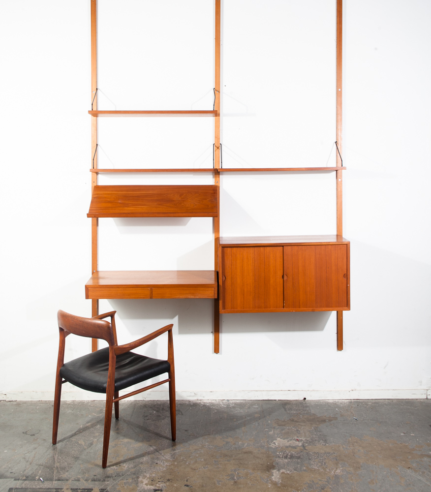 Mid Century Danish Modern Wall Unit Poul Cadovius Cado Royal Shelving Teak 2 Bay Denmark Modular Adjsutable