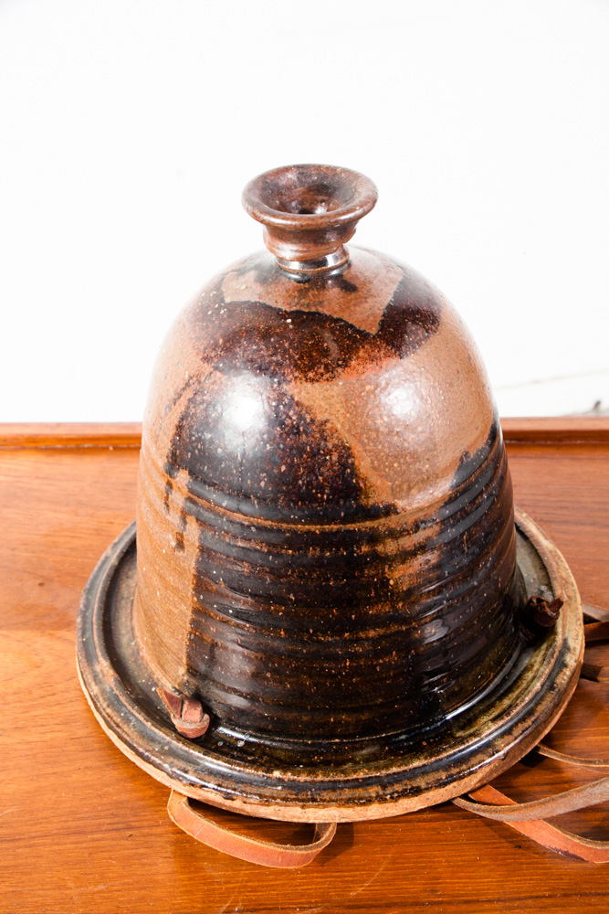 Mid Century Modern Studio Pottery Planter Hanging Fire Glaze David Cressey Robert Maxwell Leather Mcm - Image 8