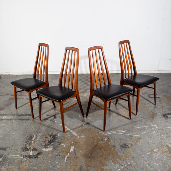 Mid Century Danish Modern Dining Chairs Eva Koefoeds Hornslet Black Set 4 Solid Teak Wood