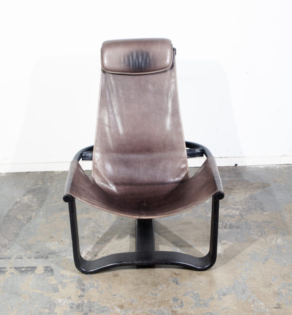 Mid Century Danish Modern Lounge Chair Sling Westnofa Manta Gray Black Leather Ingmar Relling Norway Norwegian - Image 6
