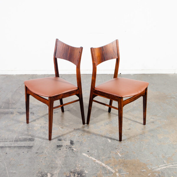 Mid Century Danish Modern Dining Chairs Set 6 Brazilian Rosewood Brown Denmark Vintage Refinished - Image 3
