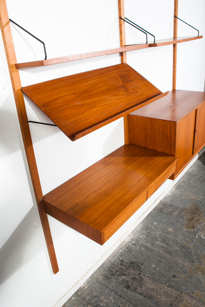 Mid Century Danish Modern Wall Unit Poul Cadovius Cado Royal Shelving Teak 2 Bay Denmark Modular Adjsutable - Image 3