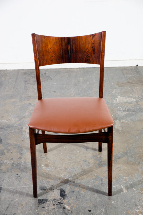 Mid Century Danish Modern Dining Chairs Set 6 Brazilian Rosewood Brown Denmark Vintage Refinished - Image 6