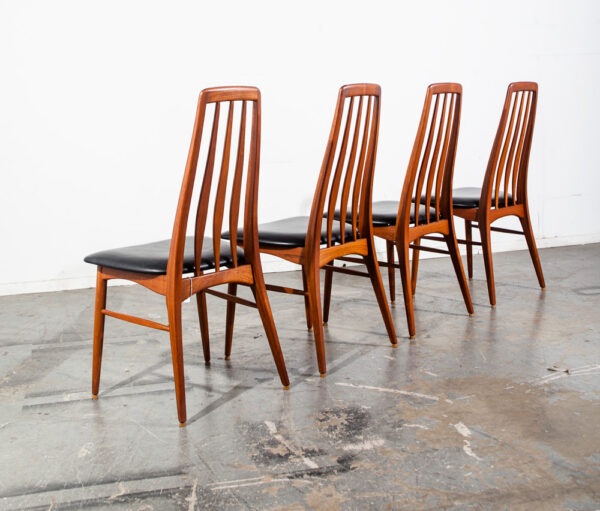 Mid Century Danish Modern Dining Chairs Eva Koefoeds Hornslet Black Set 4 Solid Teak Wood - Image 3