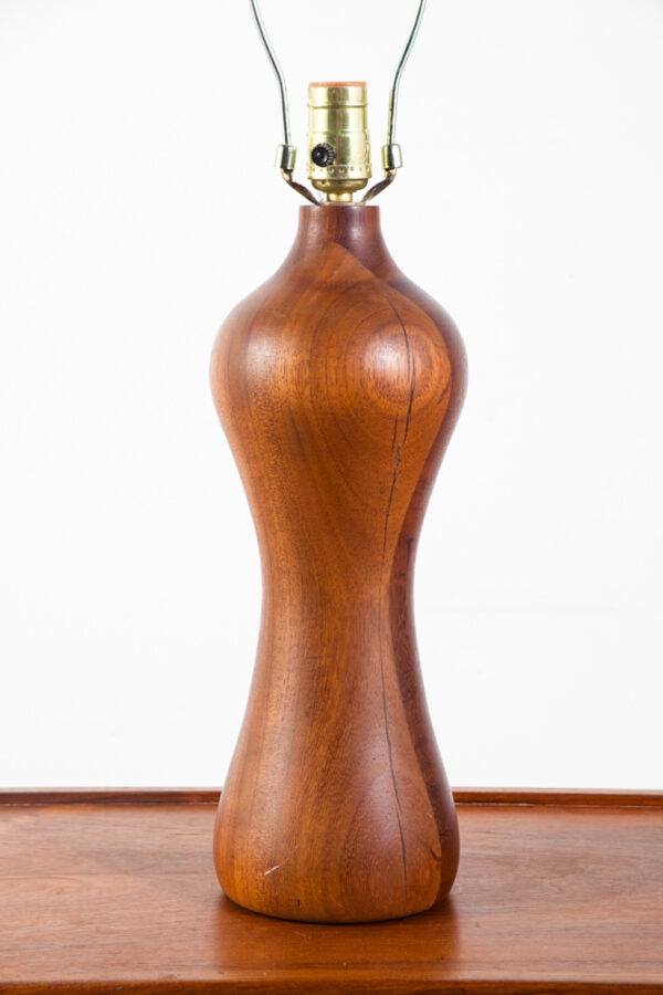 Mid Century Modern Table Lamp Solid Walnut Wood Round Studio Vintage Lighting Light - Image 2
