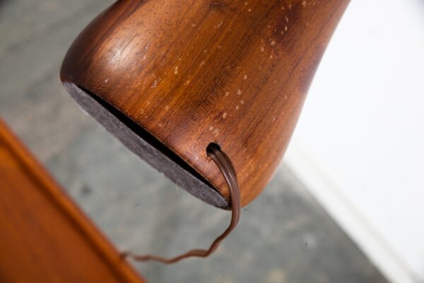 Mid Century Modern Table Lamp Solid Walnut Wood Round Studio Vintage Lighting Light - Image 8