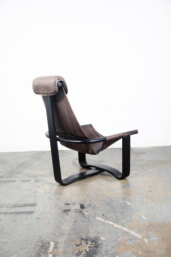 Mid Century Danish Modern Lounge Chair Sling Westnofa Manta Gray Black Leather Ingmar Relling Norway Norwegian - Image 4