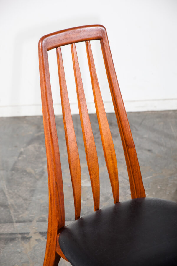 Mid Century Danish Modern Dining Chairs Eva Koefoeds Hornslet Black Set 4 Solid Teak Wood - Image 11