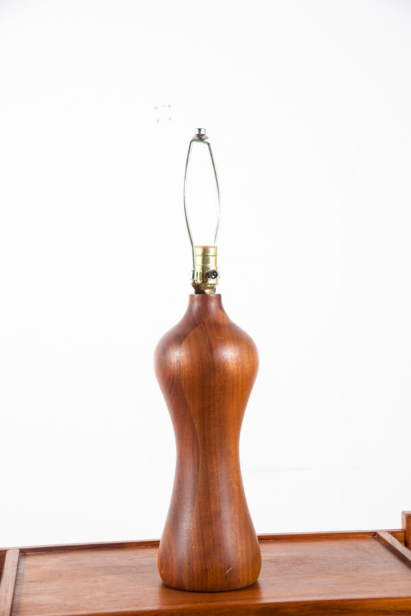 Mid Century Modern Table Lamp Solid Walnut Wood Round Studio Vintage Lighting Light - Image 9